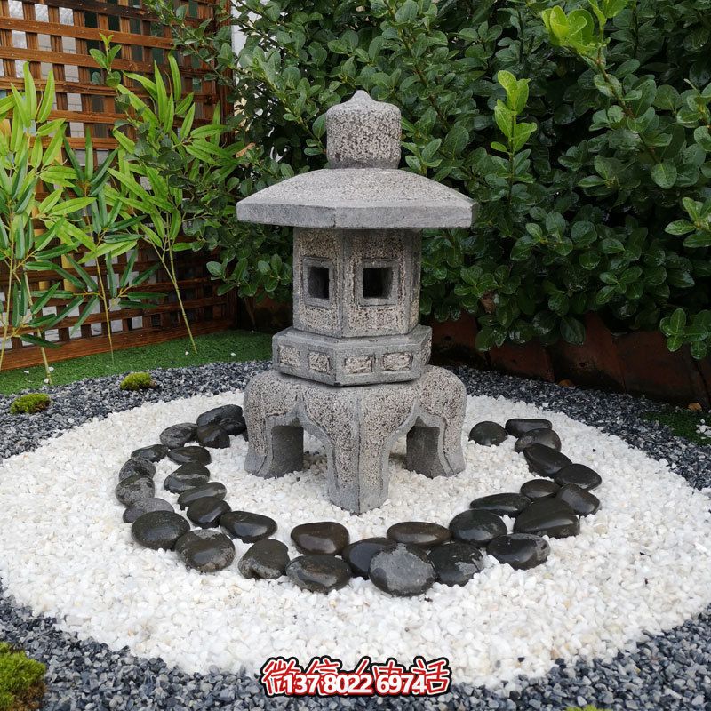 日式户外石雕石灯，传承精致大理石园林雕塑
