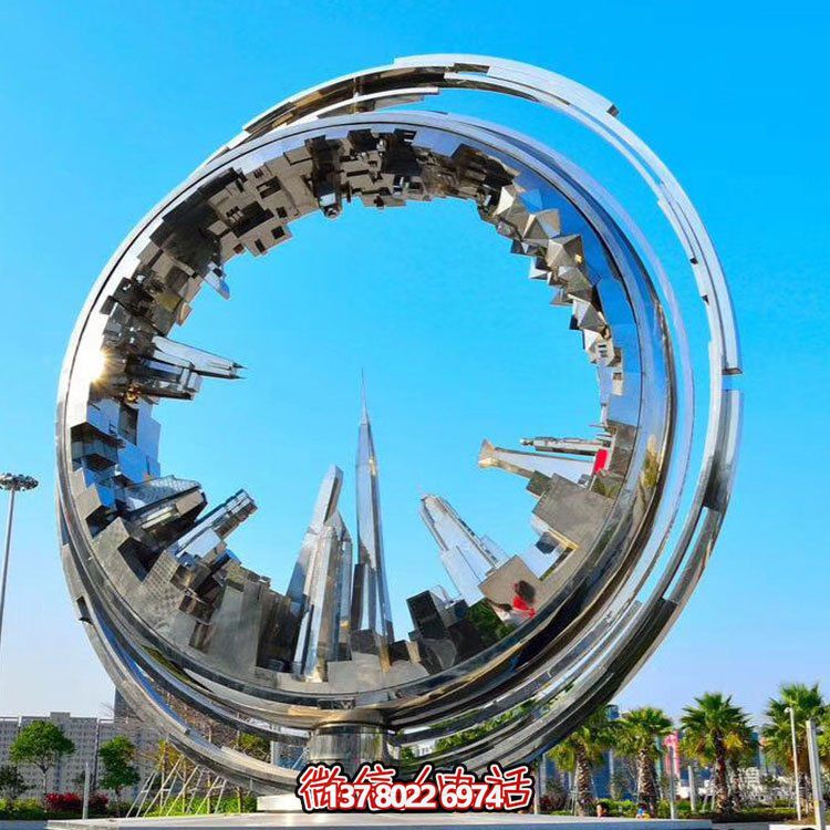 不锈钢抽象齿轮雕塑，点缀园林景观