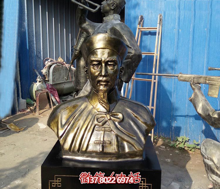 仿铜雕林则徐胸像玻璃钢雕塑 仿铜雕林则徐胸像玻璃钢雕塑
