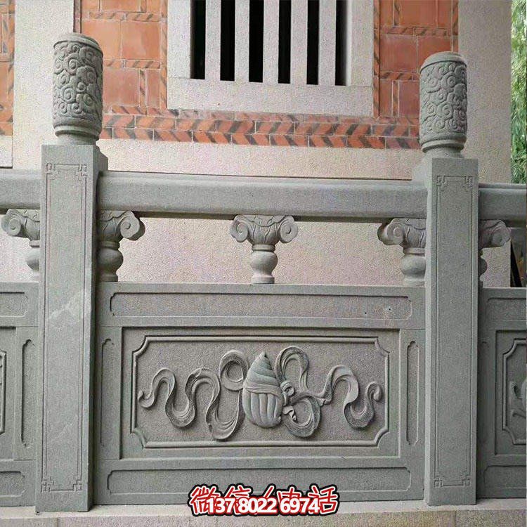 精美白玉雕刻护城河汉栏杆雕塑
