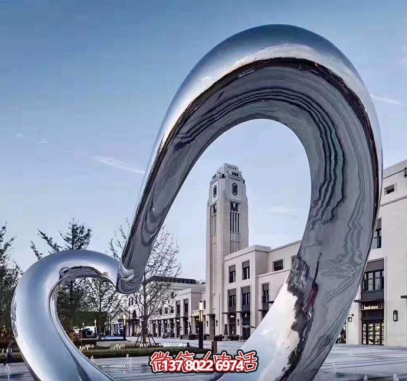 抽象不锈钢镜面爱心雕塑 抽象不锈钢镜面爱心雕塑