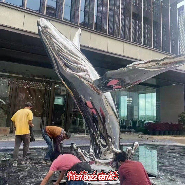 大型不锈钢镂空鱼类摆件，为户外水景商场售楼部装饰