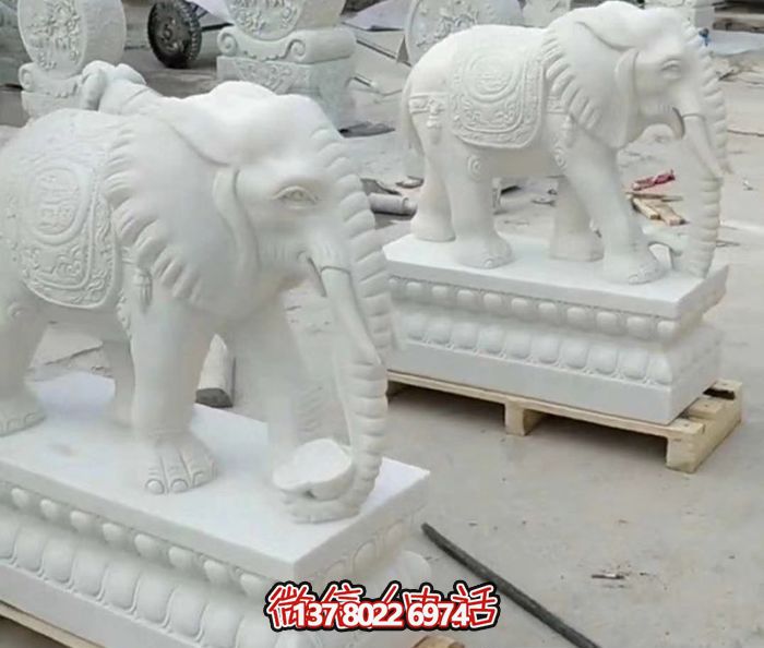 精美汉白玉石雕大象浮雕庭院雕塑 精美汉白玉石雕大象浮雕庭院雕塑