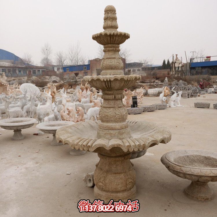 欧式别墅室外景观装饰中式风格小型大理石喷泉水珠景观雕塑