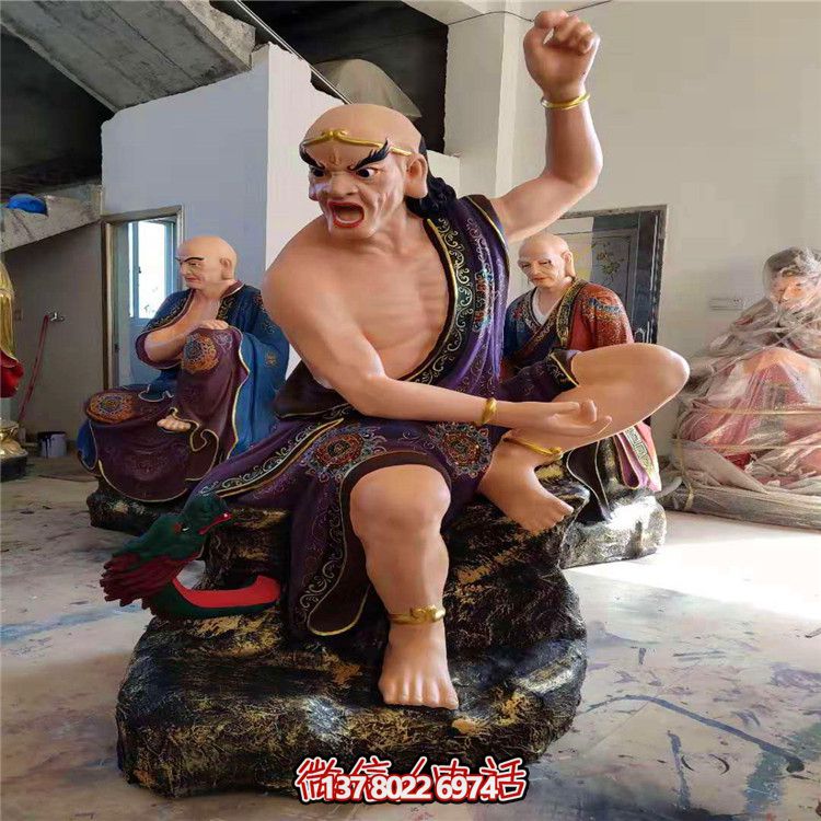 玻璃钢十八罗汉彩绘雕塑，美丽神圣的景区装饰