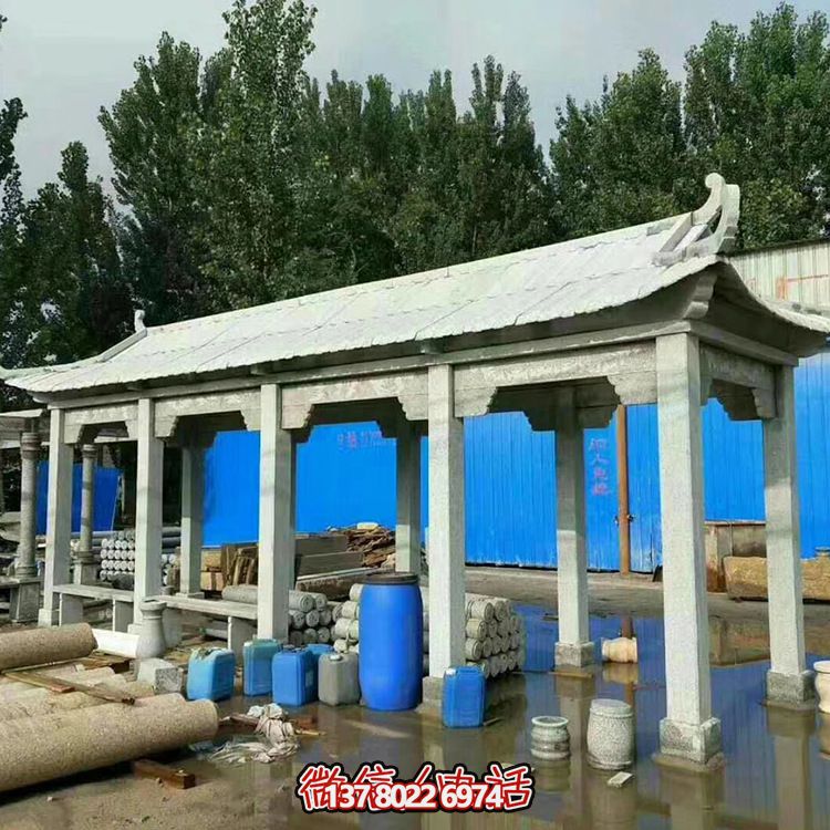 精美仿古建筑医院户外长廊石雕休息凉亭 精美仿古建筑医院户外长廊石雕休息凉亭