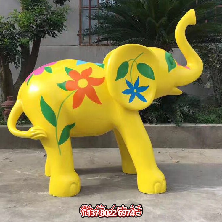 玻璃钢大象彩绘卡通雕塑