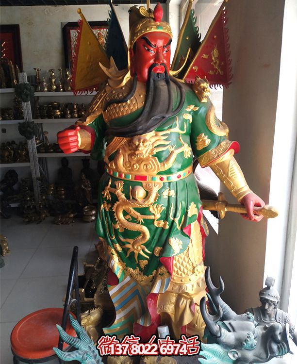 玻璃钢大型彩绘关公雕塑供奉佛像 玻璃钢大型彩绘关公雕塑供奉佛像