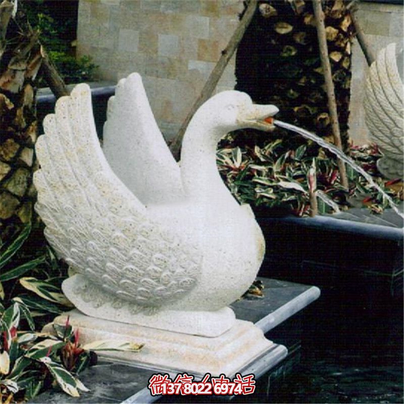 玻璃钢雕塑喷水器，点亮公园白色天鹅
