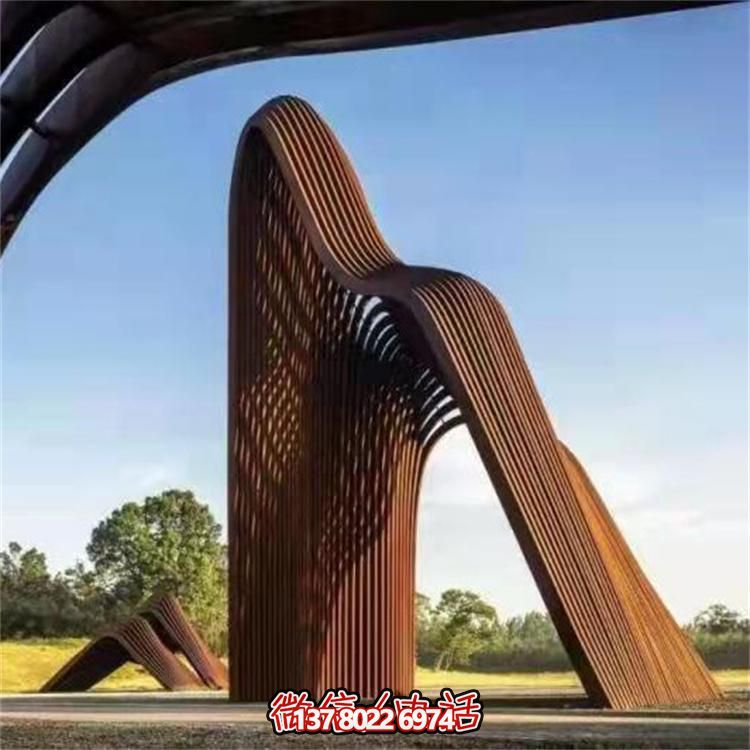 耐候钢镂空大型拱门景观雕塑