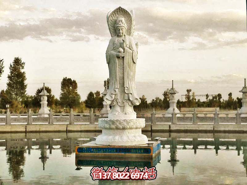 大型汉白玉石雕观音雕塑，让你的户外景区更加完美