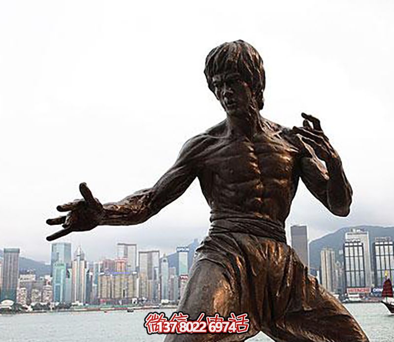 李小龙铜雕雕塑，缅怀经典电影明星