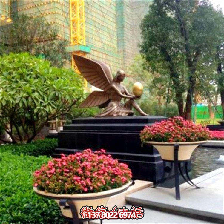 欧式仙子雕像仿铜装饰玻璃钢玻璃