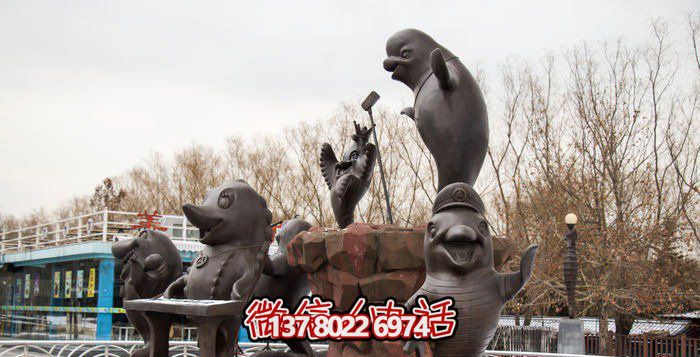 不锈钢海豚雕塑，个性创意花园装饰