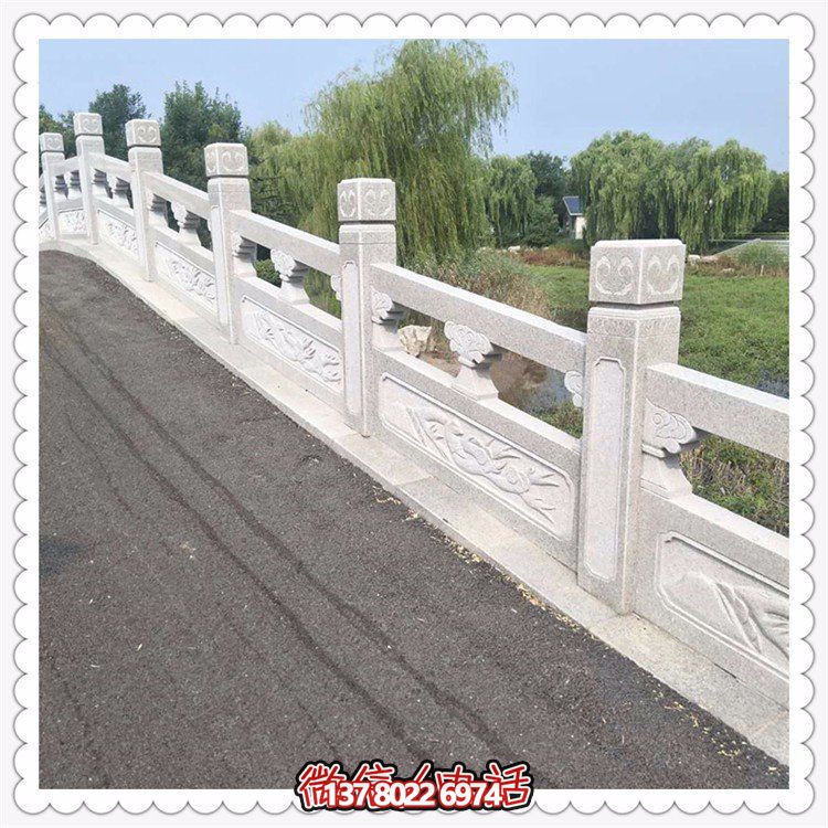 仿古石拱桥天然汉白玉雕刻装饰栏杆雕塑