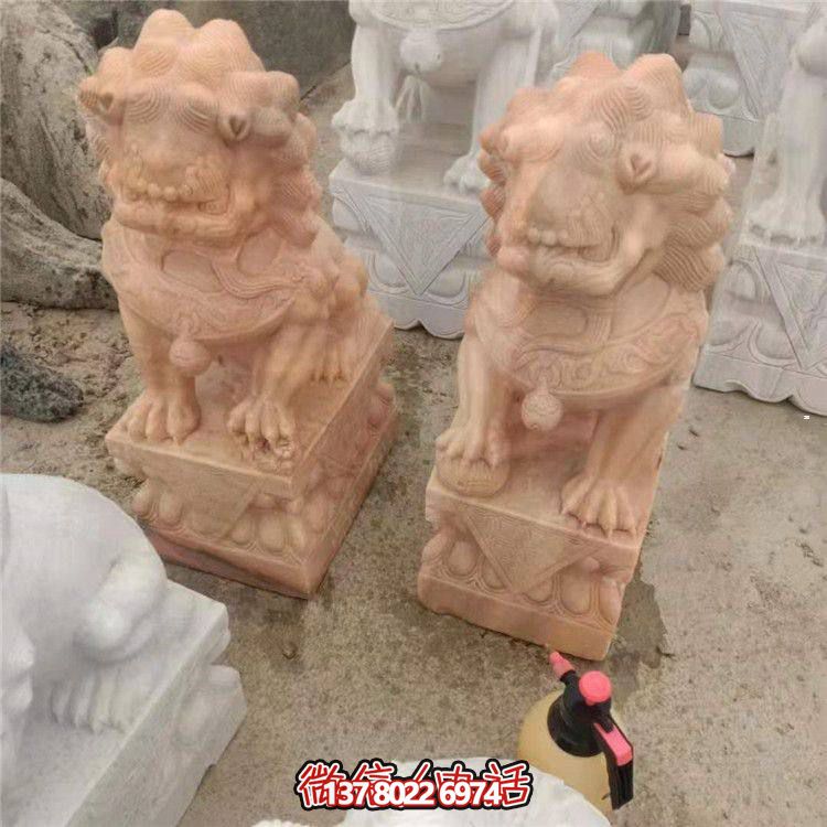 狮子雕塑，红晚霞染大理石庭院户外装饰