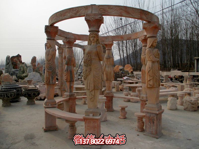 欧式凉亭，圆形露天人物石柱摆放城市广场装饰