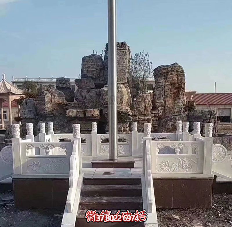 企业专属大理石浮雕围栏升旗台 企业专属大理石浮雕围栏升旗台