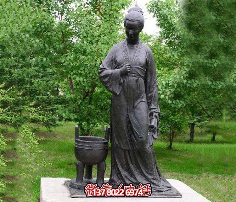 宋代婉约风青铜锻造铜雕，李清照诗意萦绕