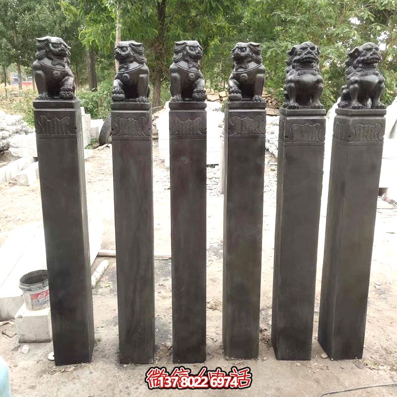 古雅青石仿古石狮子拴马柱，点缀庭院门前
