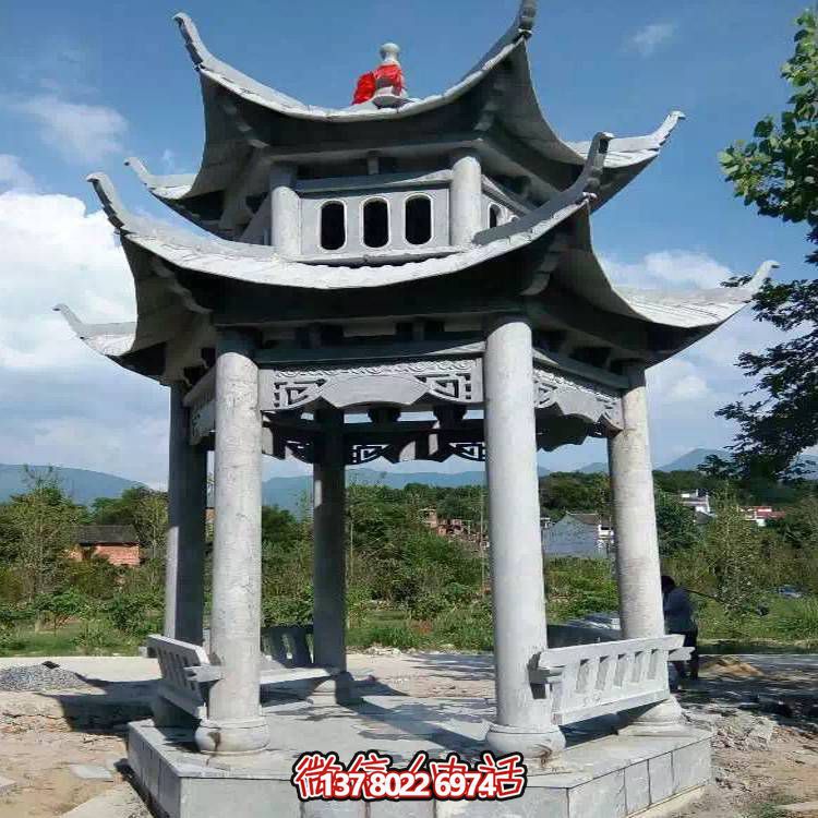 优雅双层石雕凉亭，给您的园林添彩