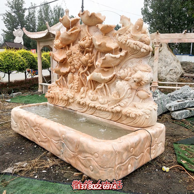 半边流水红石雕莲花花盆雕塑——把亲近自然的美景带回家 半边流水红石雕莲花花盆雕塑——把亲近自然的美景带回家