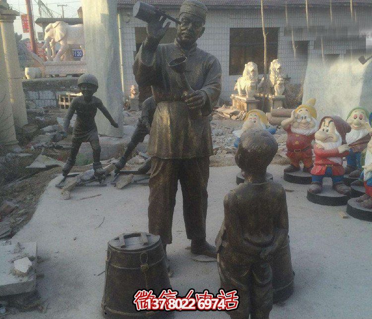 中国传统酒文化雕塑——宁静庭院中的精美铜雕人物 中国传统酒文化雕塑——宁静庭院中的精美铜雕人物