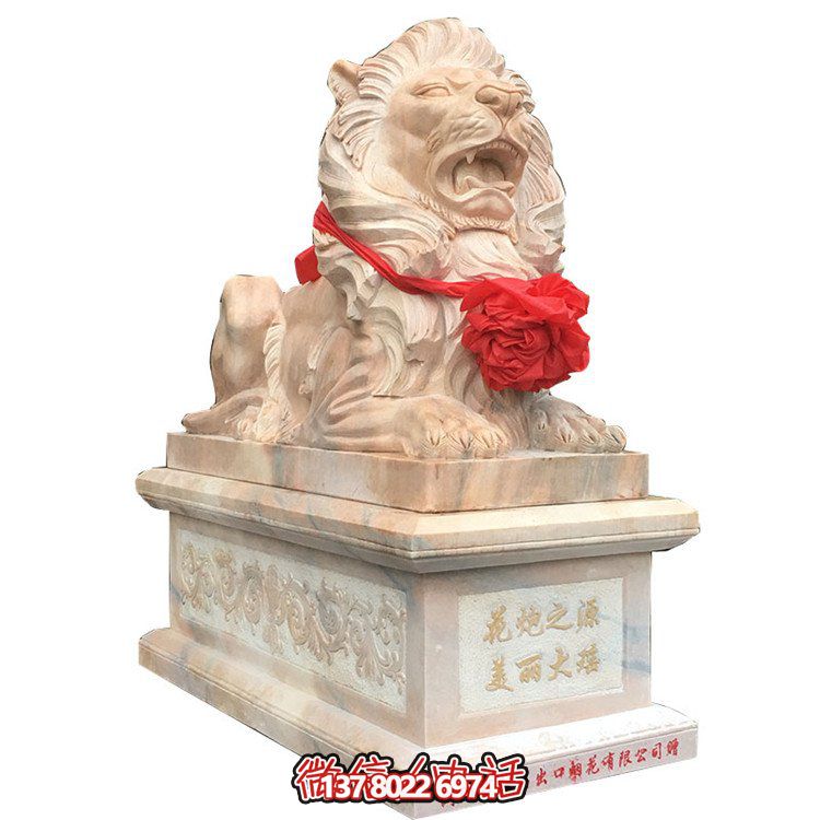狮子大理石雕塑摆件，精美园林景观装饰