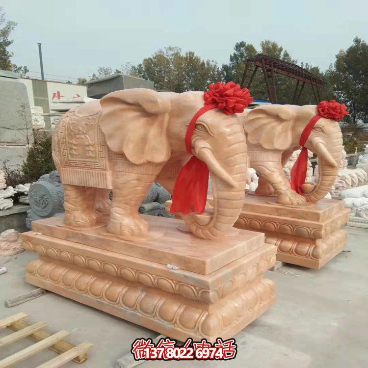 吸财纳福别墅小区大型晚霞红大象雕塑