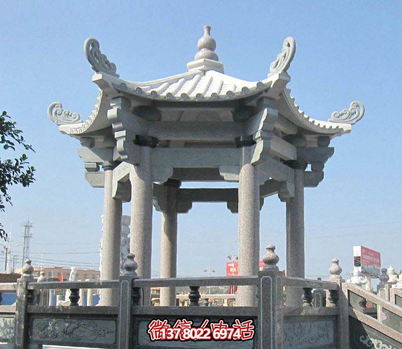 花岗岩雕刻柱摆放园林凉亭 花岗岩雕刻柱摆放园林凉亭