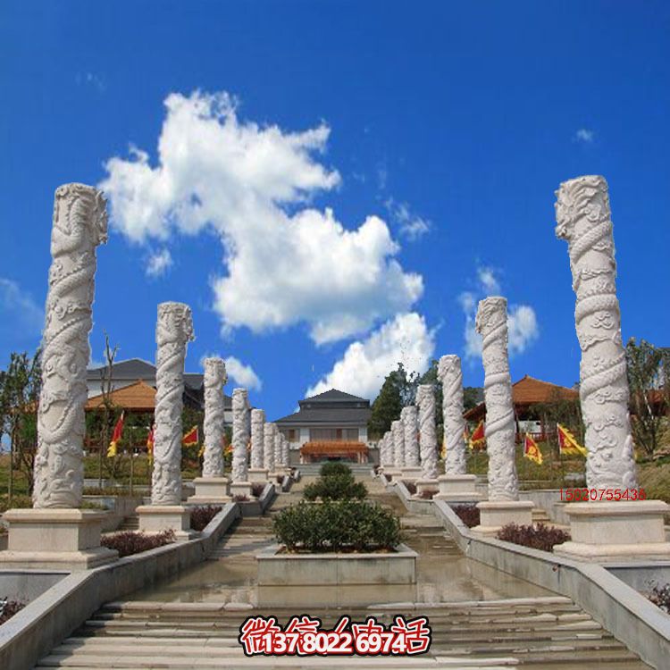 汉白玉龙柱石雕，传承中华园林文化精髓