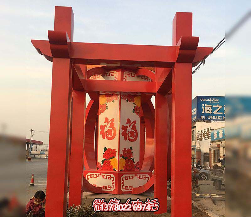 中国梦不锈钢雕塑摆放灯笼 中国梦不锈钢雕塑摆放灯笼