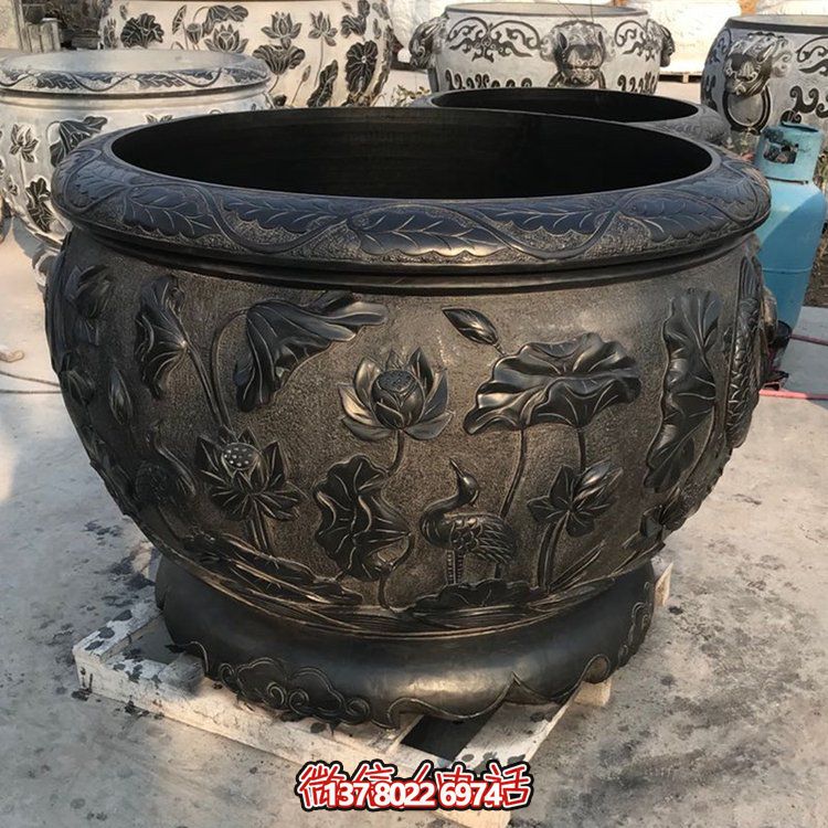 大理石旧庭院养鱼荷花水缸