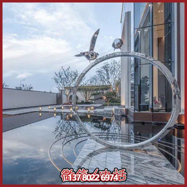 创意不锈钢圆环雕塑——为酒店会所、户外景观增添几何美感