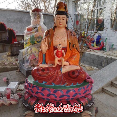 玻璃钢彩绘送子观音雕塑 玻璃钢彩绘送子观音雕塑