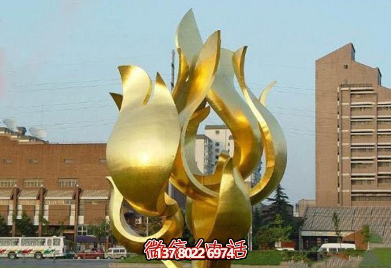 城市荷花雕塑精致不锈钢镀金喷漆抽象装饰品 城市荷花雕塑精致不锈钢镀金喷漆抽象装饰品