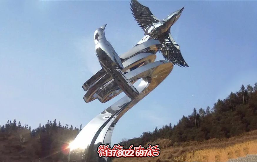 不锈钢和平鸽雕塑，营造和谐的园林景观