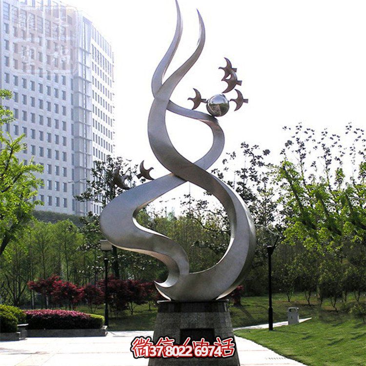 不锈钢抛光雕塑艺术-展现自然飞翔美的户外公园景观主题