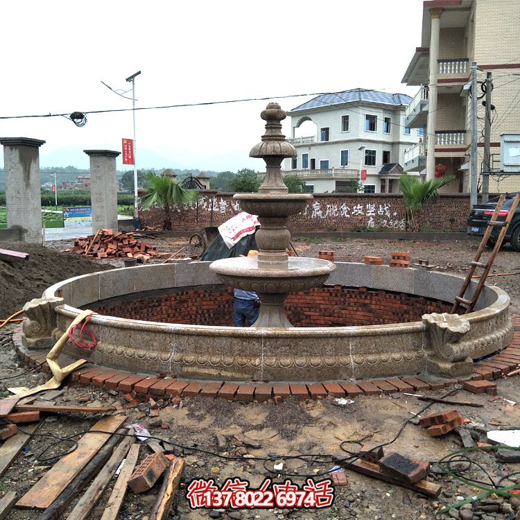 汉白玉喷泉石雕——精美的自然之美
