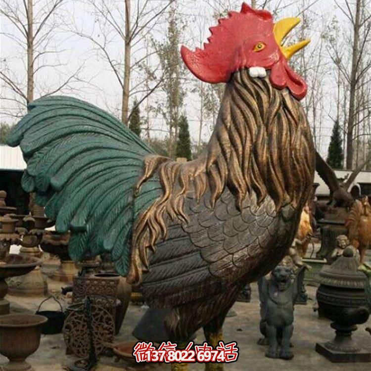 大型仿铜玻璃钢公鸡雕塑