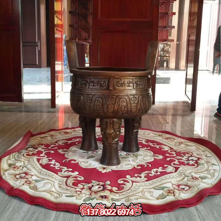 纯铜鼎仿古香炉摆件，圆润家居装饰