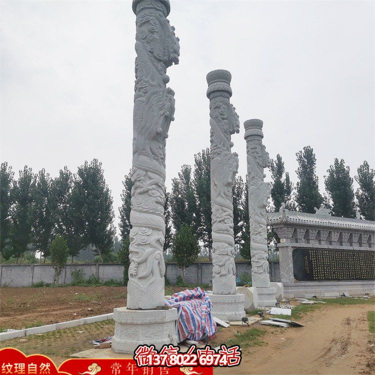 手工雕刻艺术精品——浮雕大理石石雕园林广场龙柱雕塑