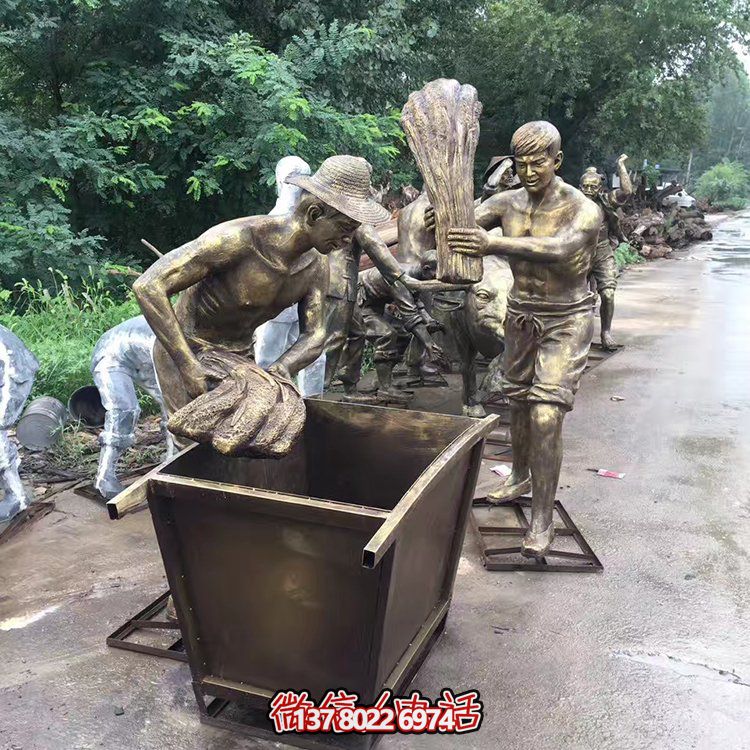 中国民俗——打麦子、劳动、人物雕塑