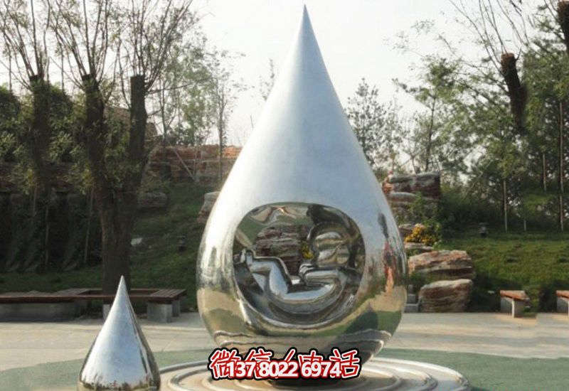 大型不锈钢水滴装饰雕塑，让你的公园更加令人惊叹