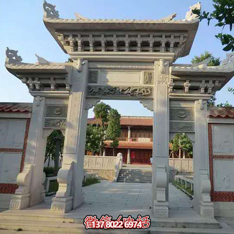 精美大理石石雕景区园林，大型门楼牌坊雕塑