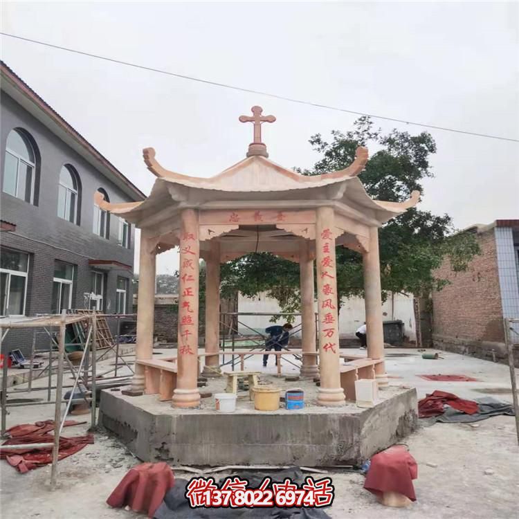 天然大理石凉亭，营造休闲庭院