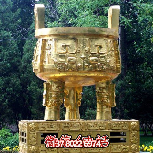 大型喷金漆铸铜鼎，精美园林装饰