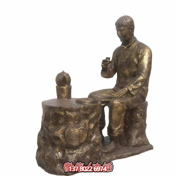 仿铜玻璃钢人物小品雕塑，景观户外公园装饰