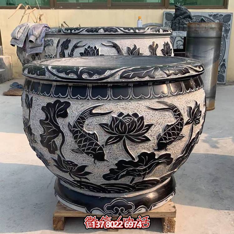 石雕编织青石庭院荷花花盆