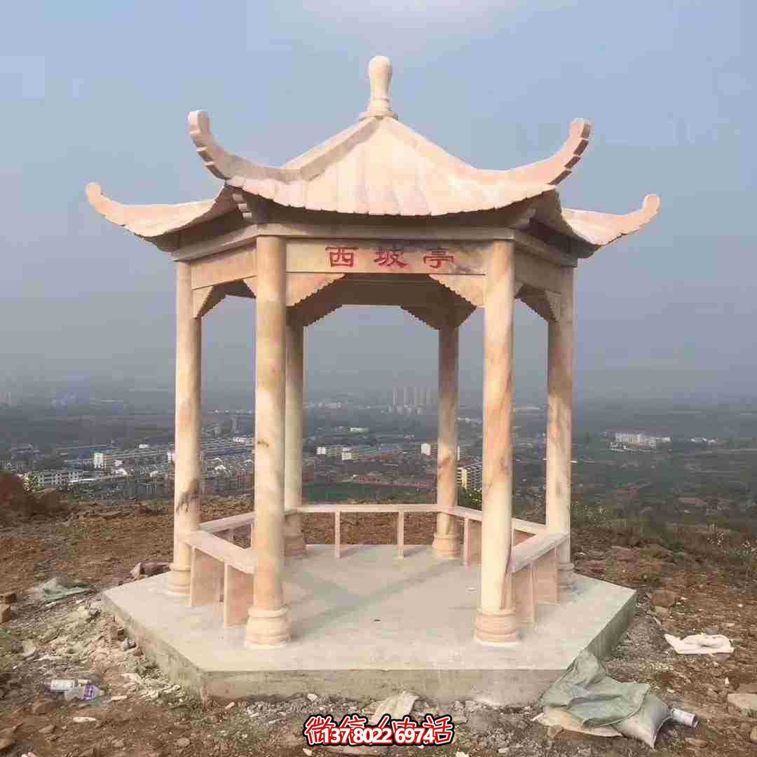 西坡凉亭景观，观赏大型晚霞红